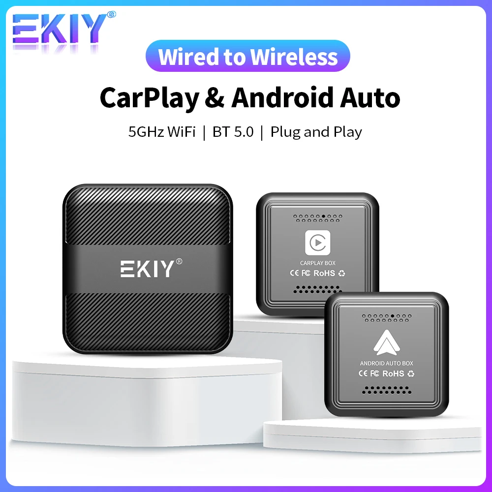 Ekiy Mini Car Play Box Cablato A Wireless Carplay Android Auto Adapter Smart Ai Box Bluetooth Wifi Spotify Connect Smart Usb Plug