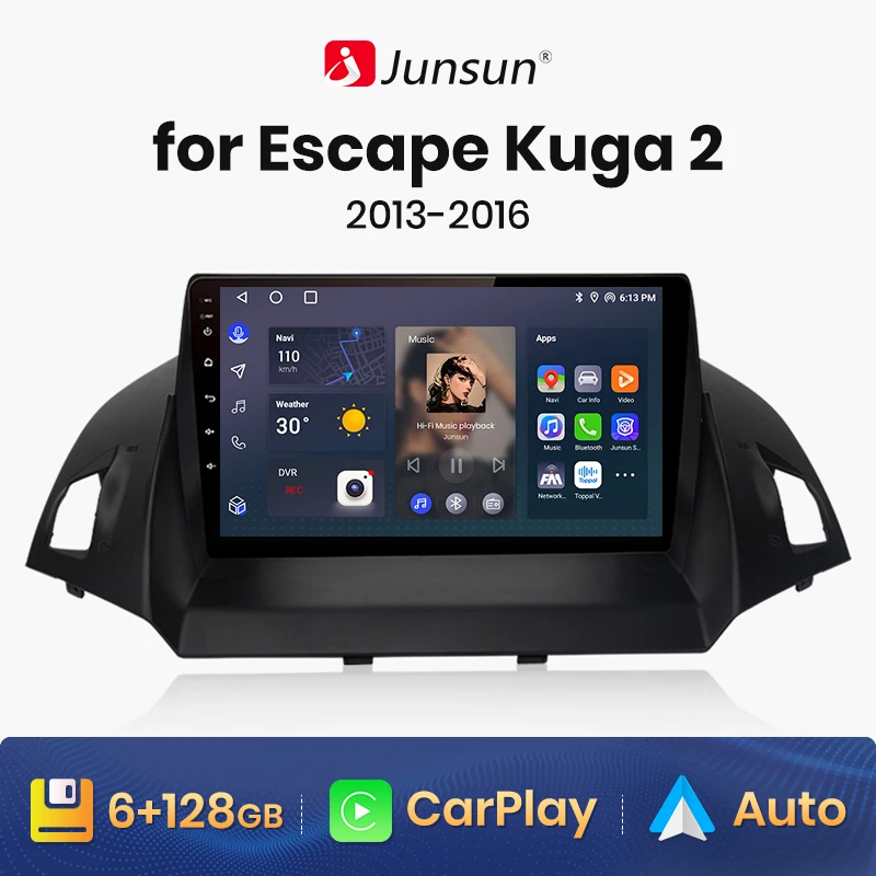 Junsun V1 Pro Android 10.0 Ai Voice Control Autoradio Lettore Multimediale Per Ford Kuga Escape 2013-2016 Navigazione Gps Autoradio