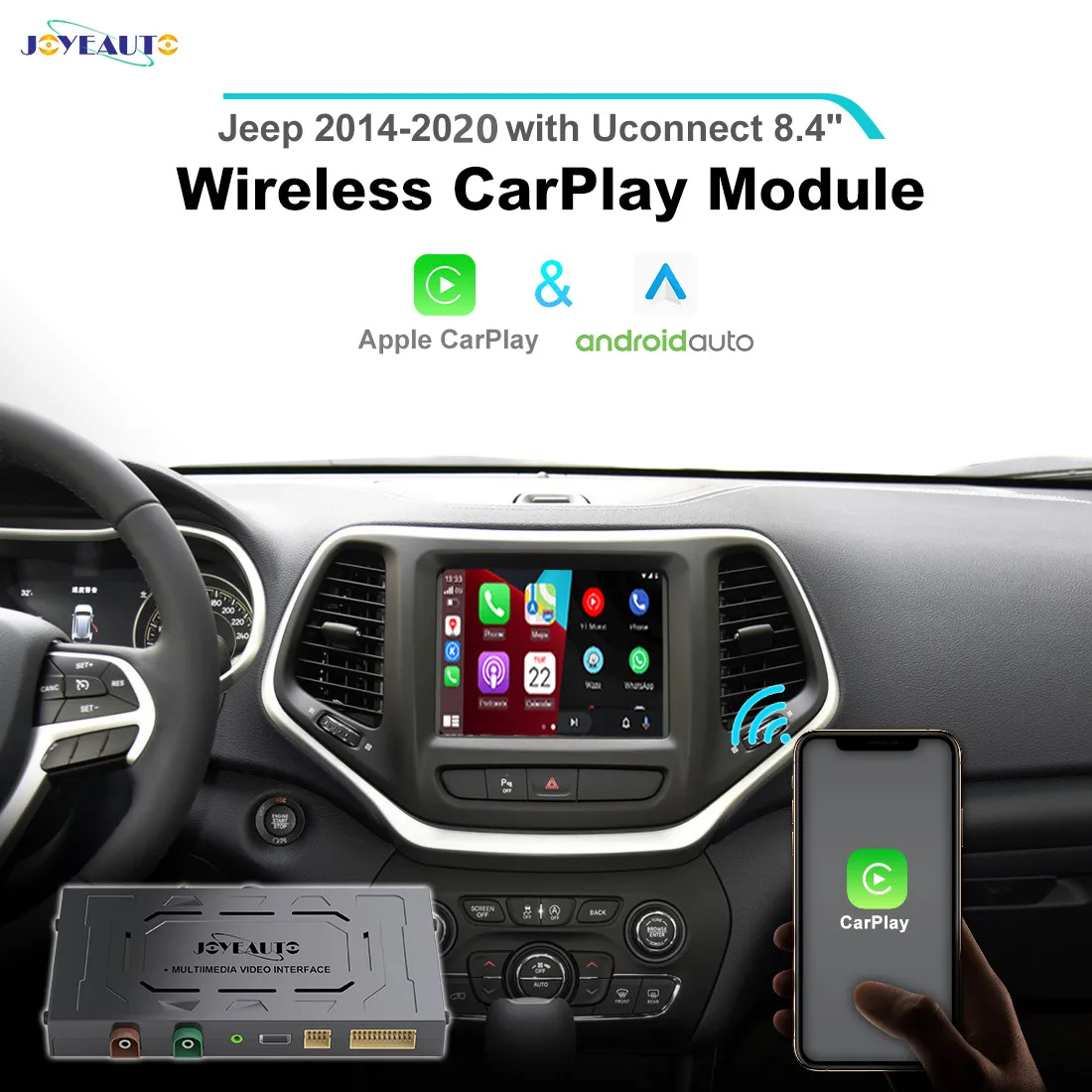 Joyeauto Wireless Apple Carplay Per Jeep Grand Cherokee Xj Kl Wrangler 2014-2020 Compass Commander Car Play Android Auto Mirror