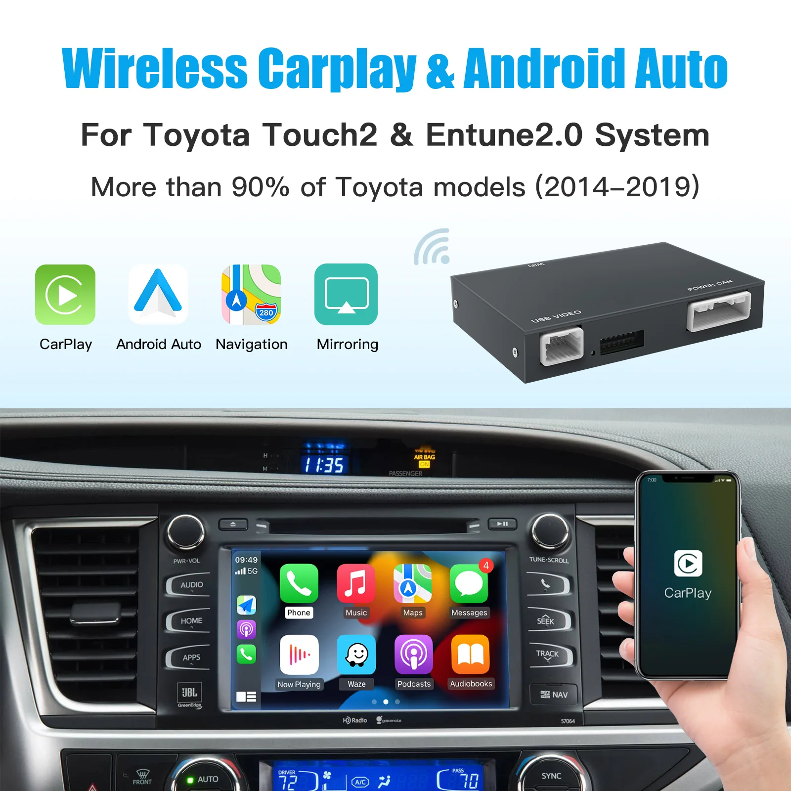 Carabc Wireless Apple Carplay Android Auto Per Toyota Touch2 Entune2.0 Highlander Tundra Sienna Prius Yaris Camry Chr Module