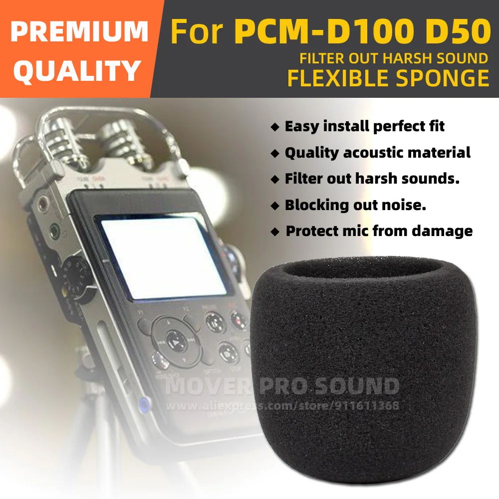 Parabrezza Mic Pop Filter Cover Antivento Parabrezza Microfono Spugna Schiuma Per Sony Pcm-D100 D 100 50 D100 D50 Pcm-D50 Registratore