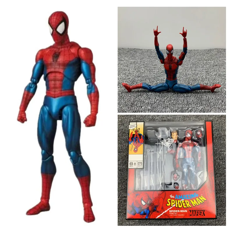 Anime Marvel Spiderman 16Cm Action Figure Spot Original Medicom Mafex 075 Action Figure Model Decoration Collection Model Gifts