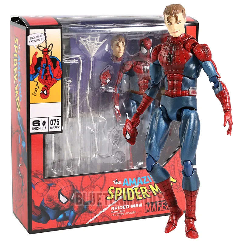 16Cm Anime Marvel Spiderman Action Figure Spot Original Medicom Mafex 075 Action Figure Model Decoration Collection Model Gifts