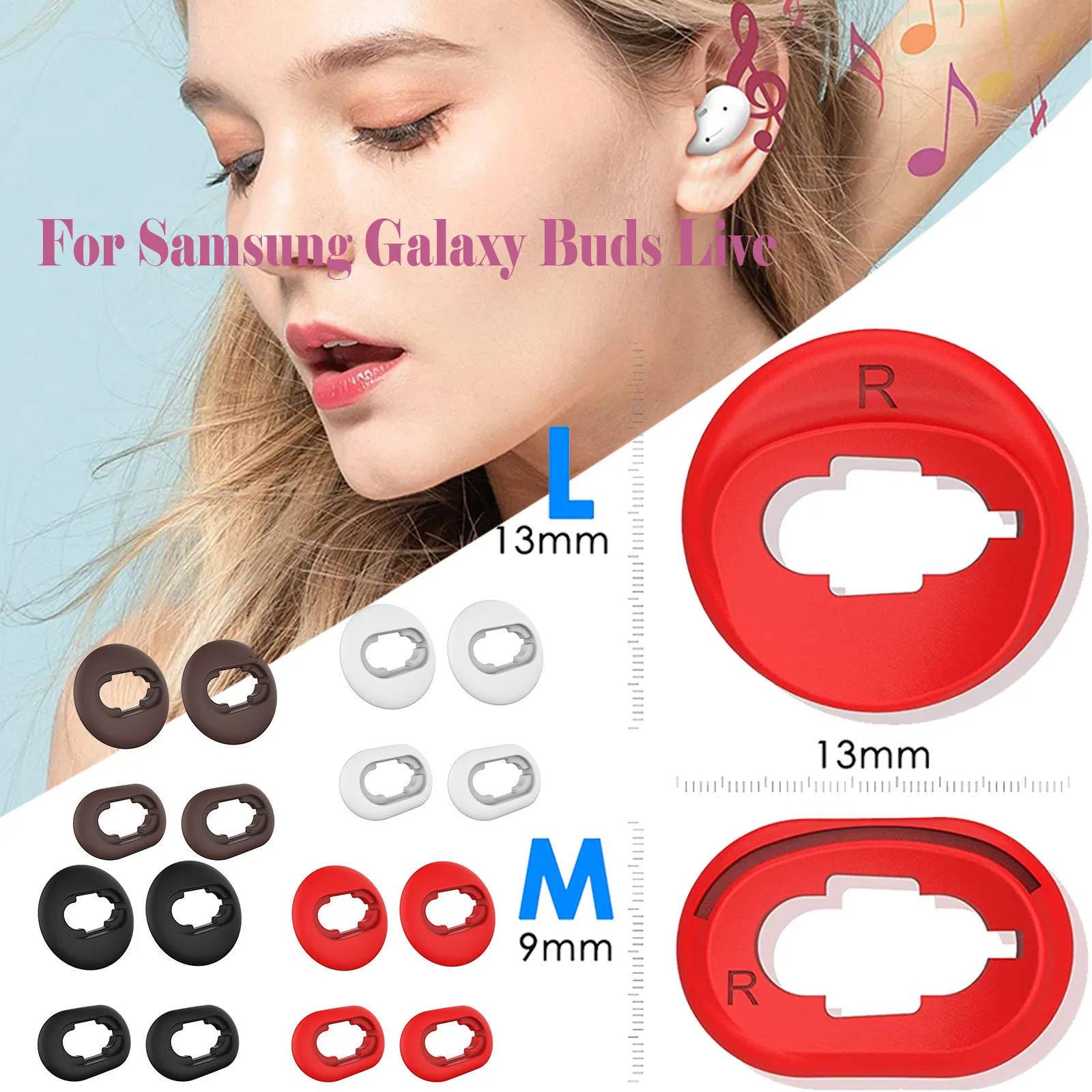 Fashion Pads Replacement Ear Pads For Samsung Galaxy Buds Live Bluetooth-Compatible Headset Washable Eartips Earphone Sleeve