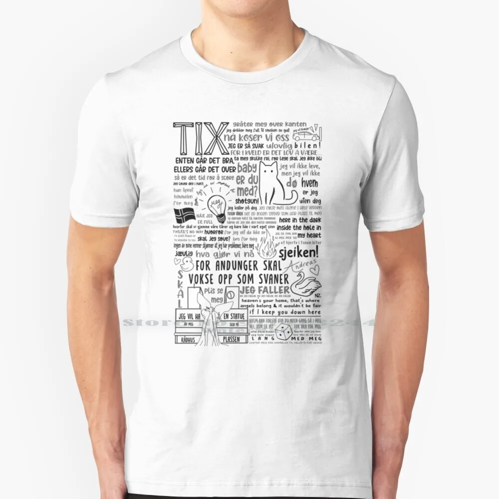 The Tix Mix ( Black ) T Shirt 100% Puro Cotone Tix "Angel Amdreas Haukeland Jeg Vil Ikke Leve Tusen T? Shaker Findus Mind