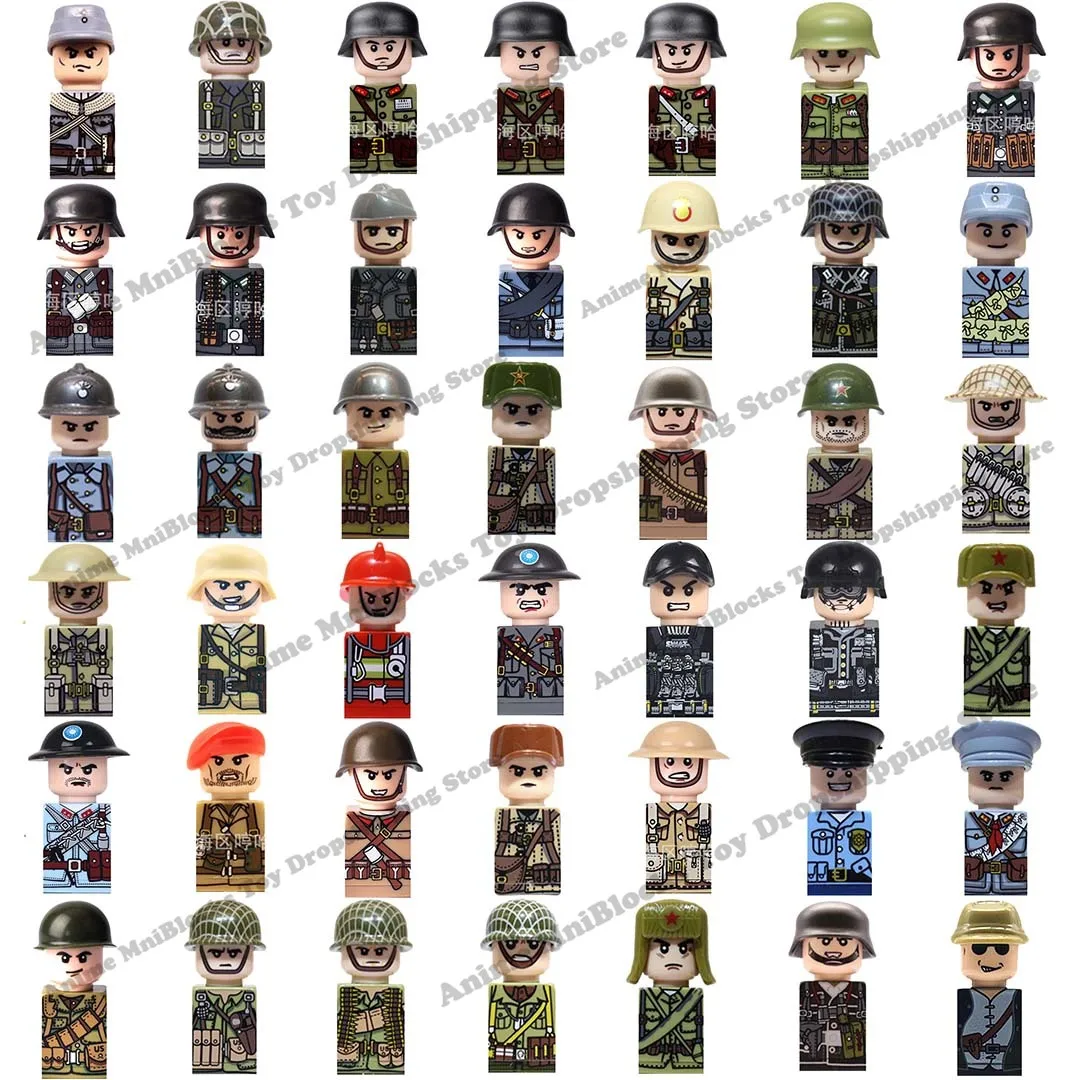 Ww2 Military Soldier Array African Us Uk Francia Giappone Canada Italia China Bricks Dolls Mini Action Toy Figures Building Blocks