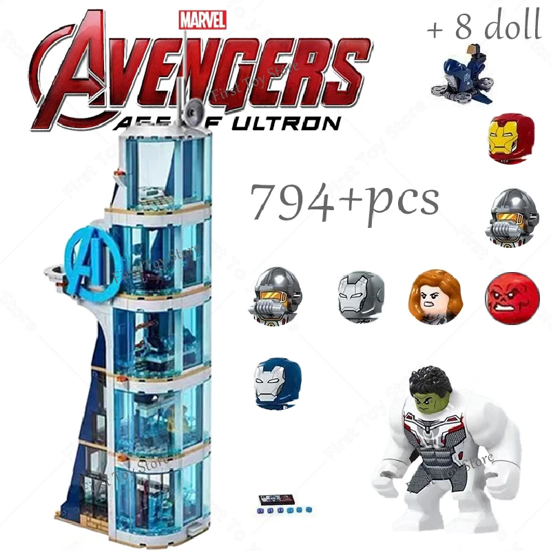 New Disney Avengers Tower Marvels Guardians Galaxy Spiderman Thor Thanos Infinity Glove Gauntlet Building Block Brick Toy Gift