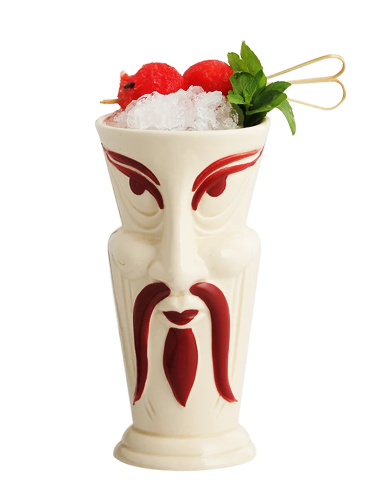 Hawaii Tiki Mug Ceramic Tiki Mug Hand Made Drawing Samurai Mug