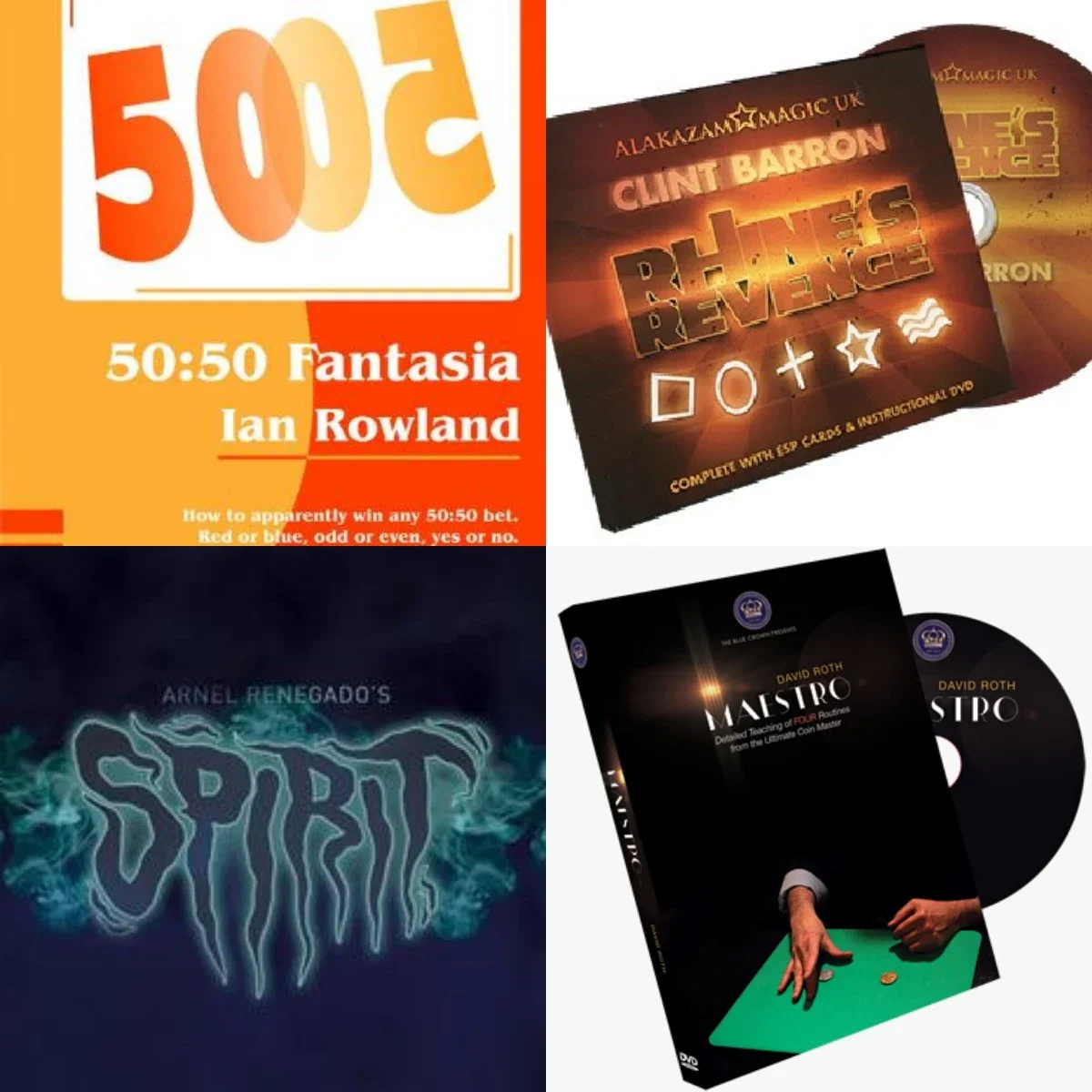 50-50 Fantasia Di Ian Rowland,Alakazam Revenge Del Reno Di Clint Barron,Spirit By Arnel Renegado,Tbc Maestro David Roth-Magic