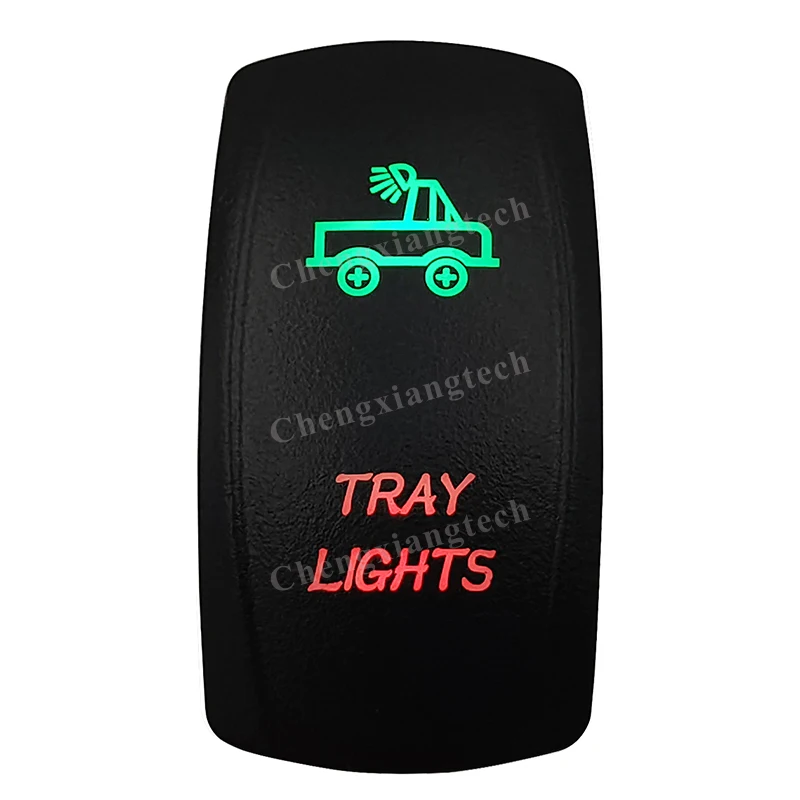 Laser - Tray Lights -Car Boat Led Verde E Rosso On Off Interruttore A Bilanciere Impermeabile, Protezione Da Sovraccarico, Spst, Camion Marine Caravan
