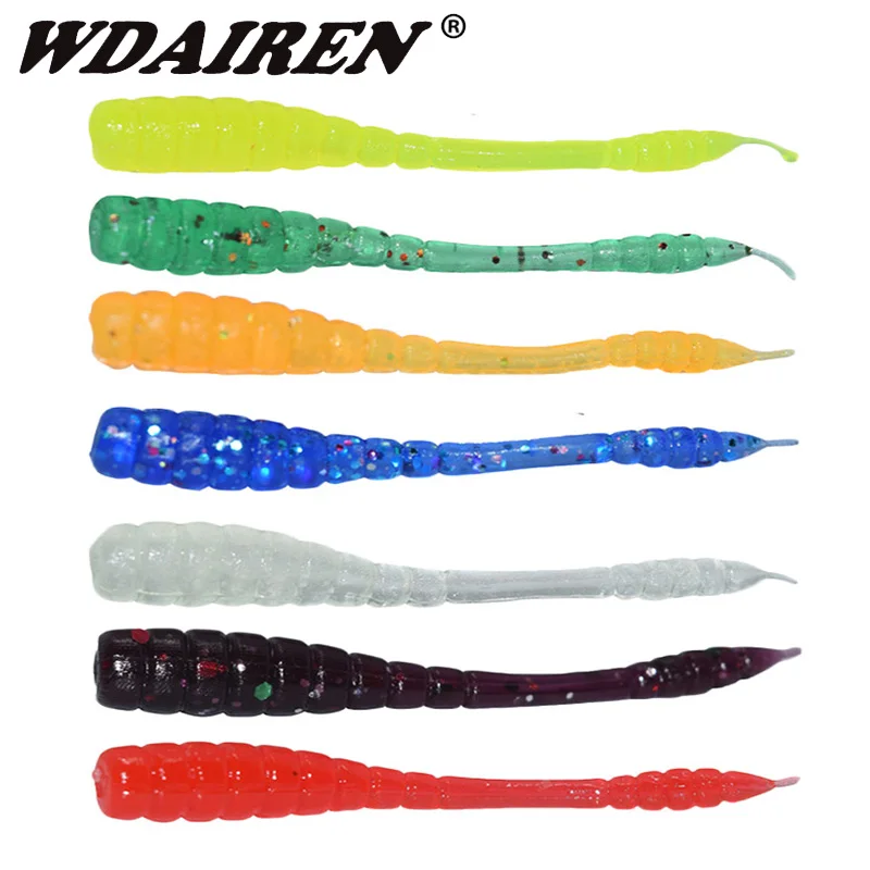 50 Pz/Lotto Verme Rosso Esche Morbide 4.5Cm Bass Fishing Odore Di Pesce Lombrico Realistico Con Sale Silicone Esca Artificiale Attrezzatura Da Carpa
