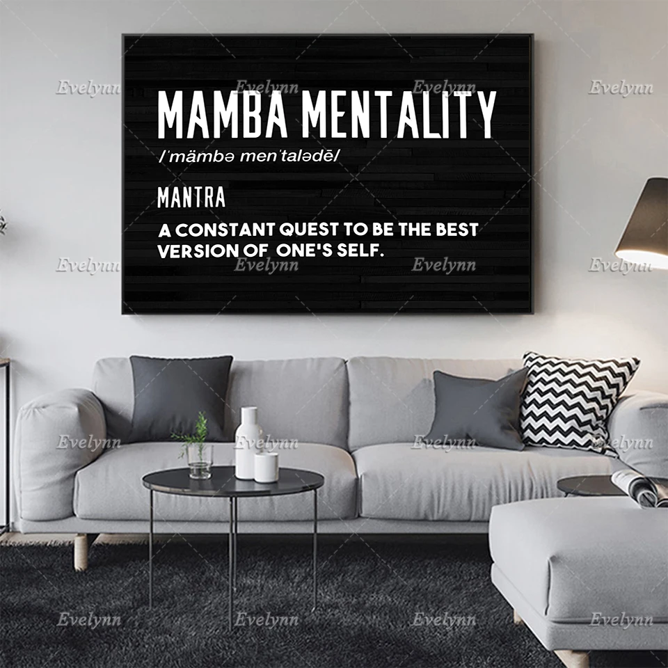 Tela Motivazionale Citazione, Poster Di Arte Della Parete Di Mamba Mentality, Motivazione, Miglior Regalo, Room Art Decor-Cornice Galleggiante Di Mamb