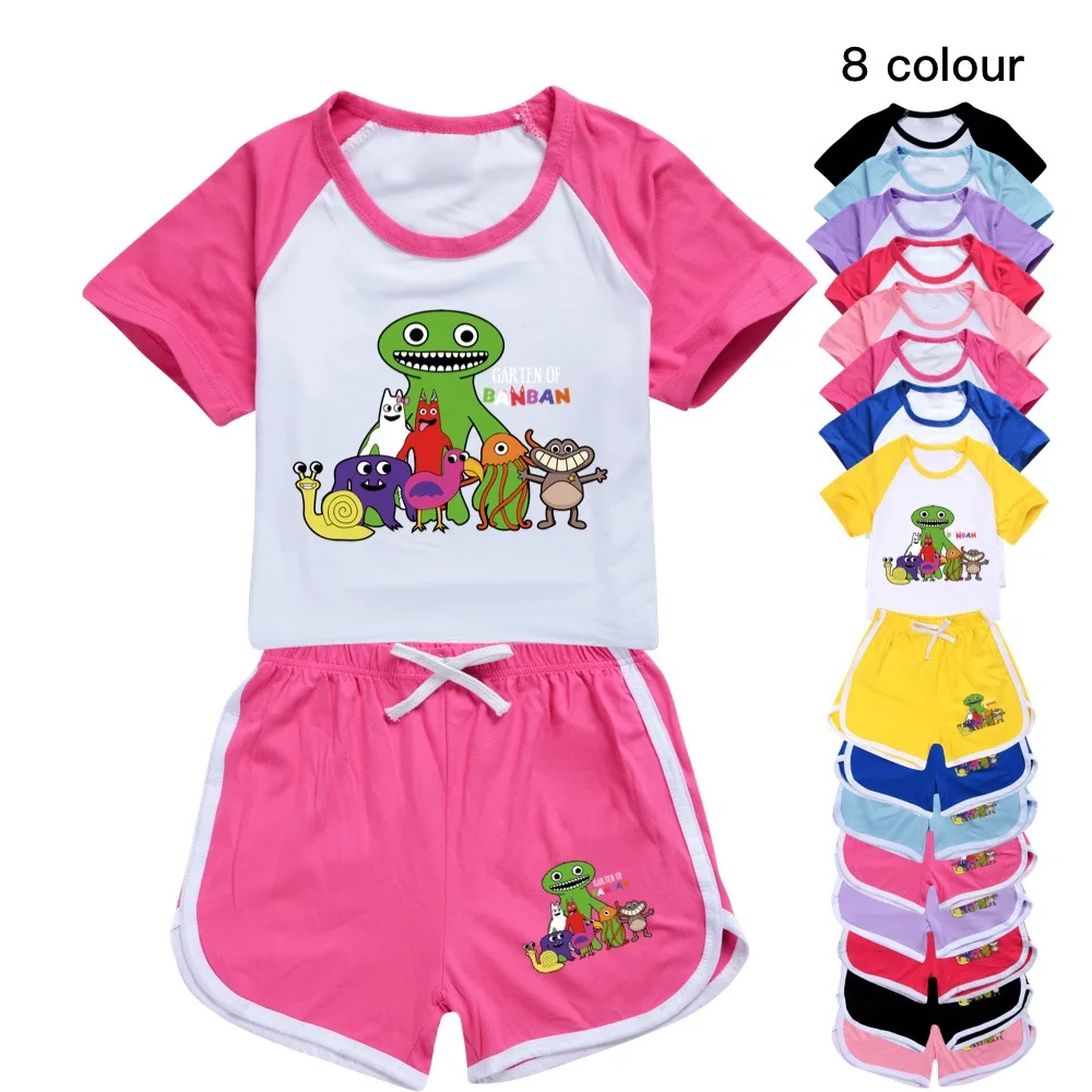 Garden Of Banban Toddler Girls Clothes Pigiama Estivo Gabby Cats Maglietta A Maniche Corte In Cotone + Pantaloncini Costume Ragazzi Sportswear Set
