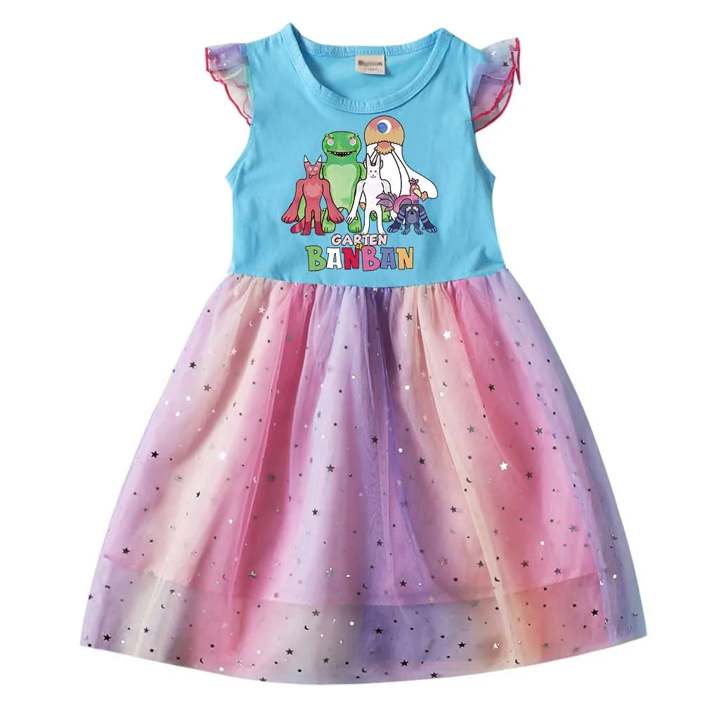 Garden Of Banban Dress Kids Wedding Party Abito Con Paillettes Neonate Manica Corta Abiti In Rete Compleanno Regali Di Natale Abiti