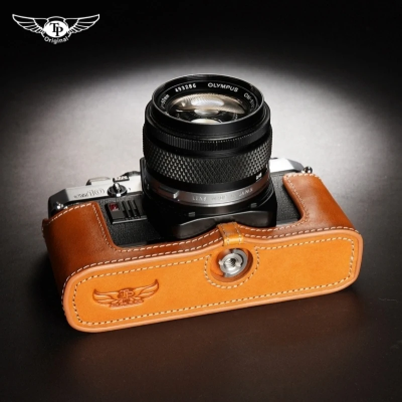 Lavoro Manuale Macchina Fotografica Del Cuoio Genuino Della Pelle Bovina Corpo Del Sacchetto Della Cassa Della Scatola Per Olympus Om 1 Om1 Om-2 Om-3 
