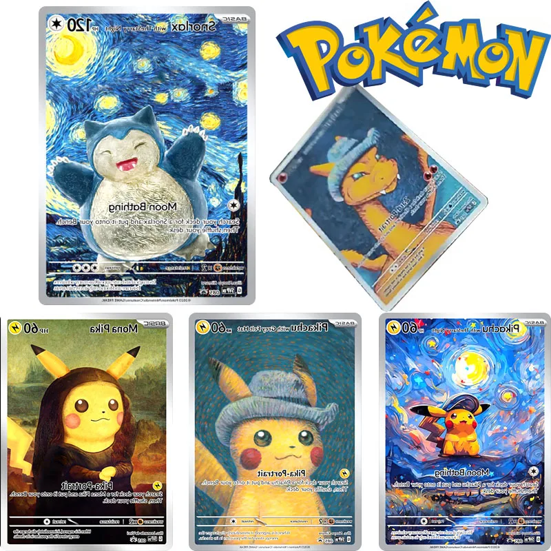 Fai Da Te Self Made Pokemon Paesi Bassi Van Gogh Museum Pikachu Toy Game Anime Cards Christmas Birthday Gift Game Toys Collection Card