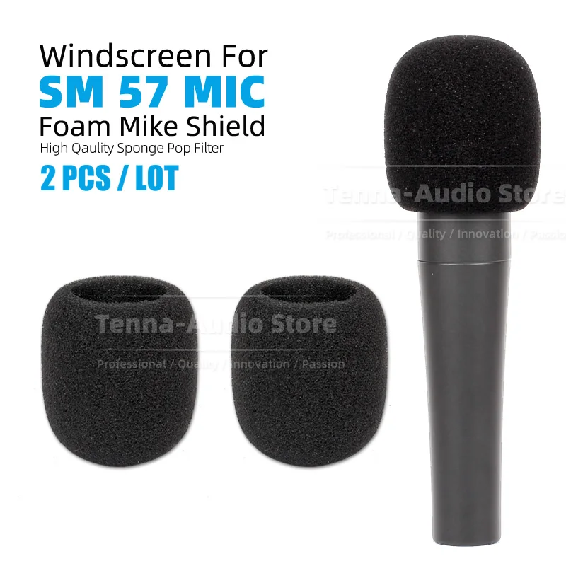 2 Pezzi Parabrezza Schiuma Spugna Antivento Mic Shield Per Shure Sm57 Sm 57 Lc 57Lc Sm57Lc Microfono Anti Pop Filtro Copertura Parabrezza