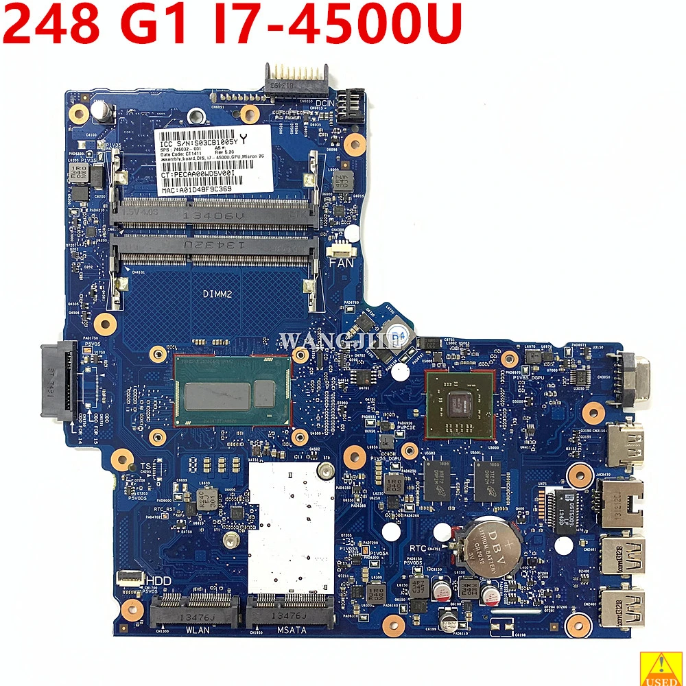 Per La Scheda Madre Del Computer Portatile Hp 248 G1 I7-4500U Cpu Radeon Hd 8670M Gpu 746032-601 746032-001 6050A2608301-Mb-A02 100% Funzionante