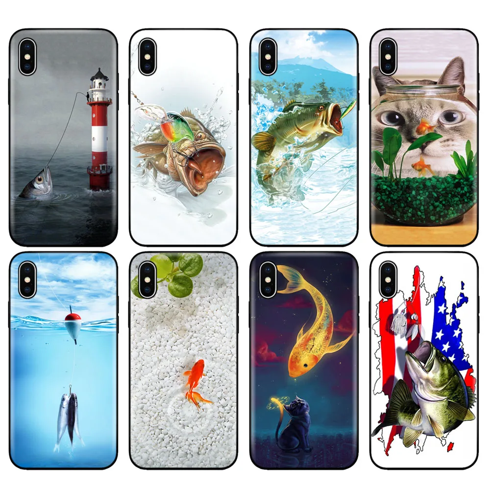Custodia In Tpu Nero Per Iphone 5 5S Se 2020 6 6S 7 8 Plus X 10 Custodia Per Iphone Xr Xs 11 Pro Max Custodia Cute Gold Fish Fishman