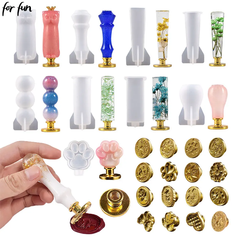 For Fun Wax Seal Stamp Handle Stampi In Silicone Stampo In Resina Epossidica Fai Da Te Fire Paint Seal Head Universal Handmade Handle Mold Art Decor