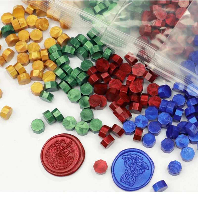 100Pcs Octagon Sealing Wax Beads Seal Busta Invito Retro Wax Bean Wedding Crafts Decor Ancient Stamp Card Making Tools