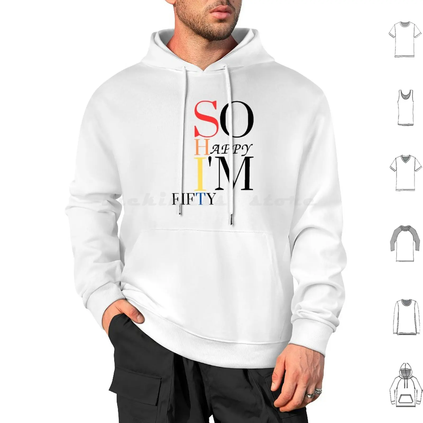 So Happy Me Fifty Felpa Con Cappuccio In Cotone Manica Lunga Compleanno 50Th 50Th Birthday Funny Fifty 50 Anni Vintage Dad Mom Happy