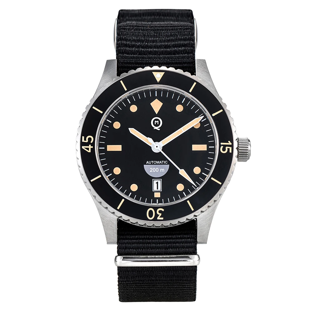 Qm Nh35 Dive Orologio Meccanico Automatico Da Uomo Fifty Search Diving Retro Luminous Saphire Glass Cramic Bezel 8020Nh Logo