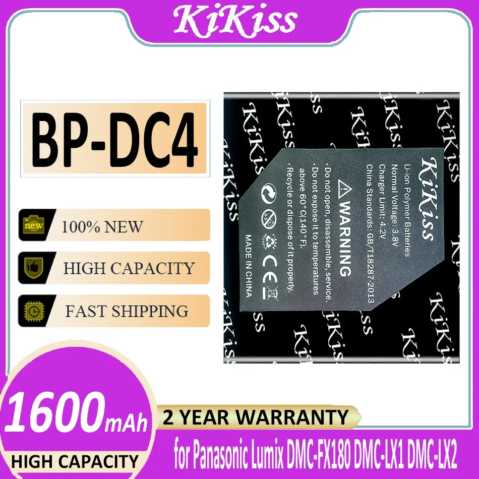 Batteria Kikiss Bp-Dc4 Bpdc4 1600Mah Per Panasonic Lumix Dmc-Fx180 Dmc-Lx1 Dmc-Lx2 Lx3 Fs1 Fs2 Fx01 Fx07 Bateria