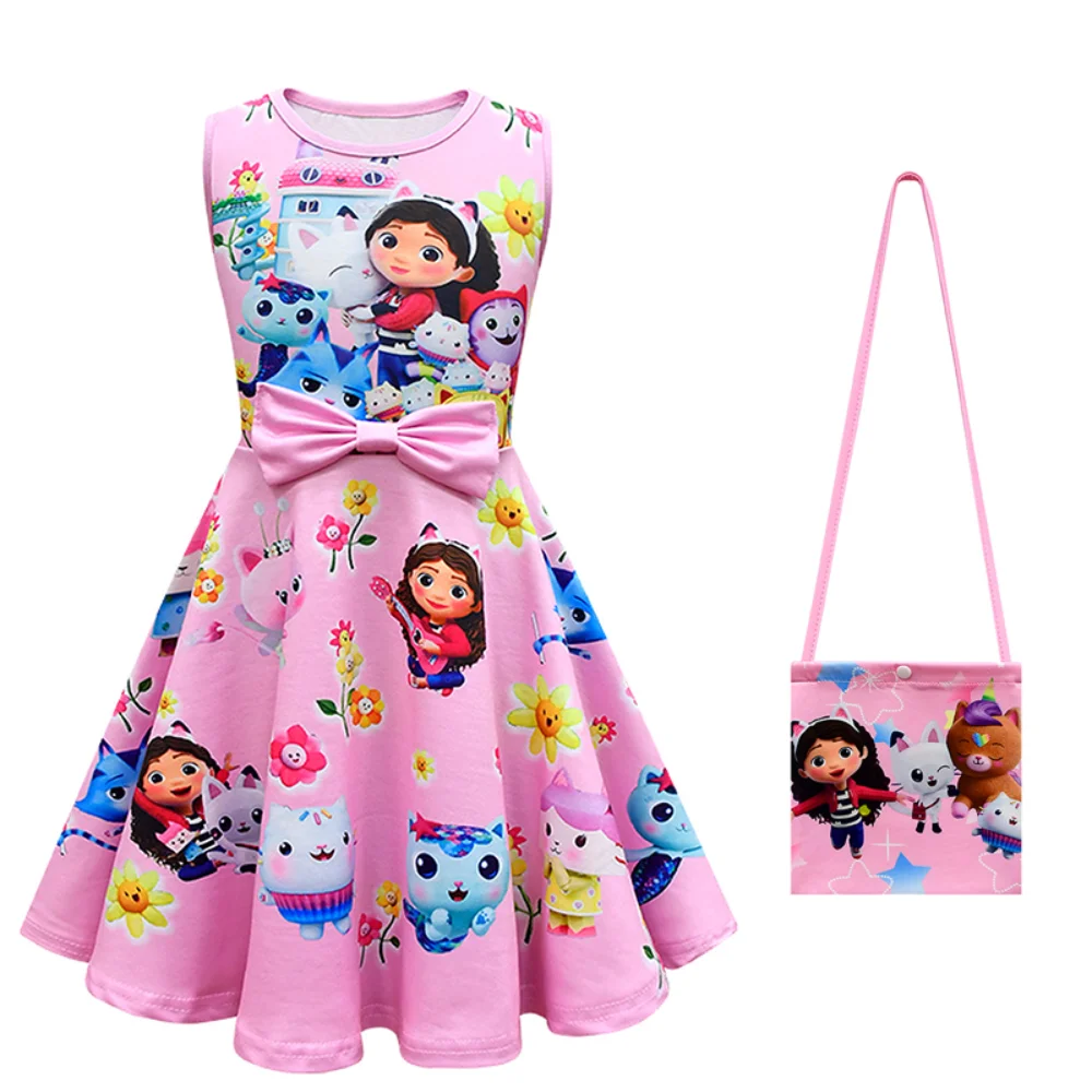 Summer Kid Gabby'S Dollhouse Clothes Girls Gabby Cats Cosplay Dress + Bag Baby Children Birthday Party Princess Dresses