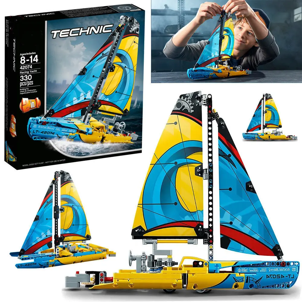330Pcs Technical Racing Yacht Building Blocks Fit 42074 Race Boat Assembly Bricks Toys Boy Girl Friend Regali Di Compleanno