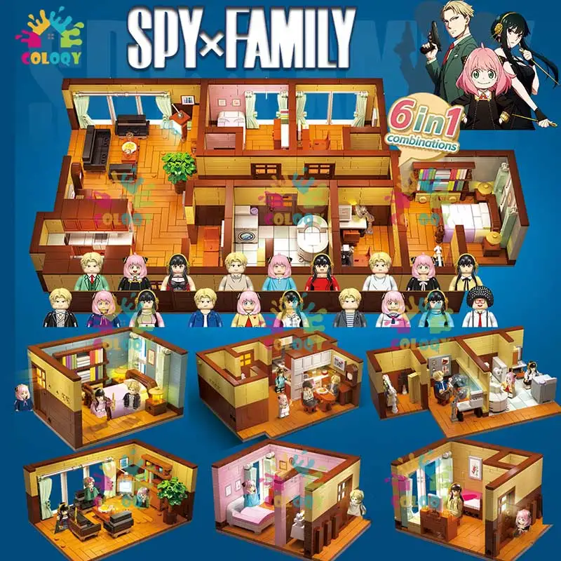 Popolare Anime Arnia Spy X Family Living Room Building Blocks Mini Action Figures House Bricks Toys For Kids Regali Di Natale