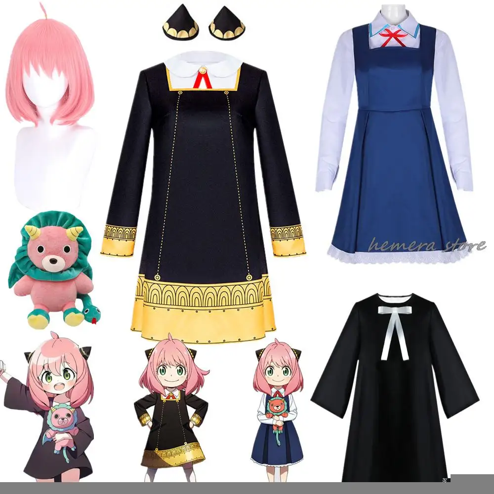 Spy X Family Anya Forger Costume Cosplay Anime Dress Socks Copricapo Uniforme Halloween Christmas Party Gonna Abbigliamento Per Bambini Adulti