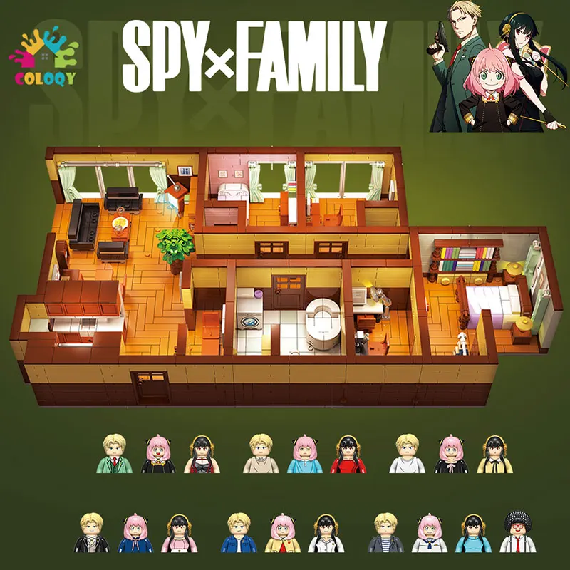 Popolare Anime Building Blocks Spy X Family Living Room Mini Action Figures Giocattoli Modello Fatti A Mano Per Bambini Regali Di Natale
