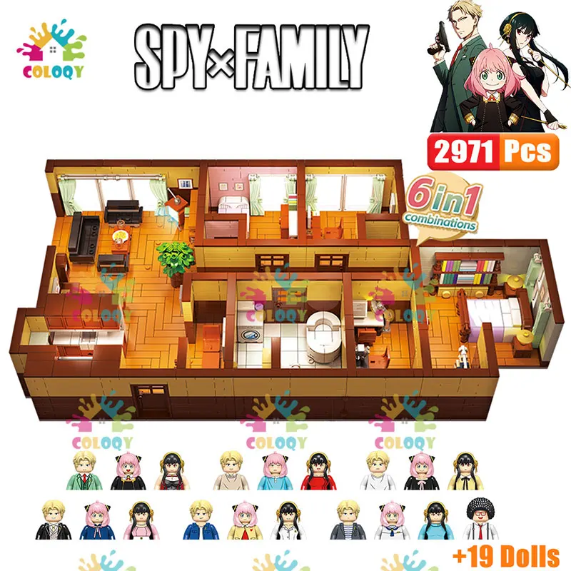 Popolare Anime Arnia Spy X Family Living Room Building Blocks Mini Action Figures House Bricks Toys For Kids Regali Di Natale