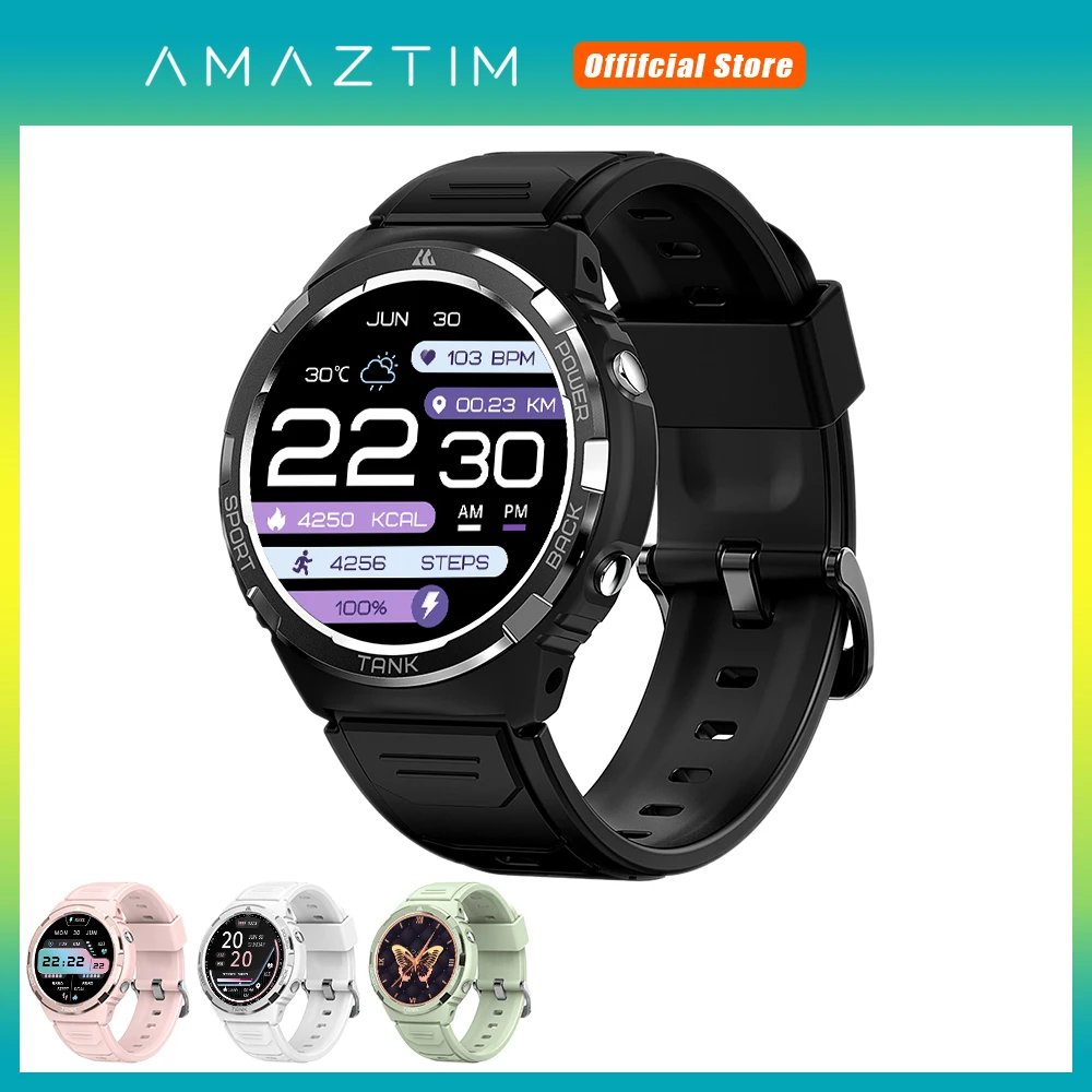 2024 Amaztim Tank S1 Smart Watches Per Le Donne Bluetooth Call Aod Amoled Smartwatch Men 5Atm Smart Watch Elettronico Impermeabile