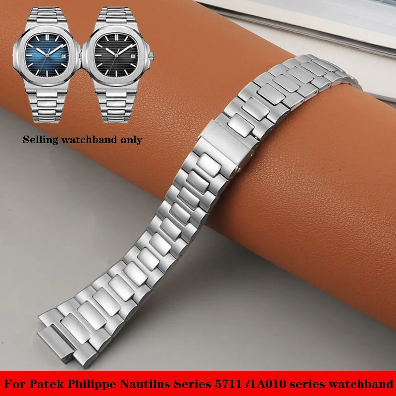 Solido Cinturino In Acciaio Inossidabile Cinturino In Metallo Cinturino Con Chiusura Pieghevole Per Patek Philippe Nautilus 5711 /1 A010 25Mm * 13Mm