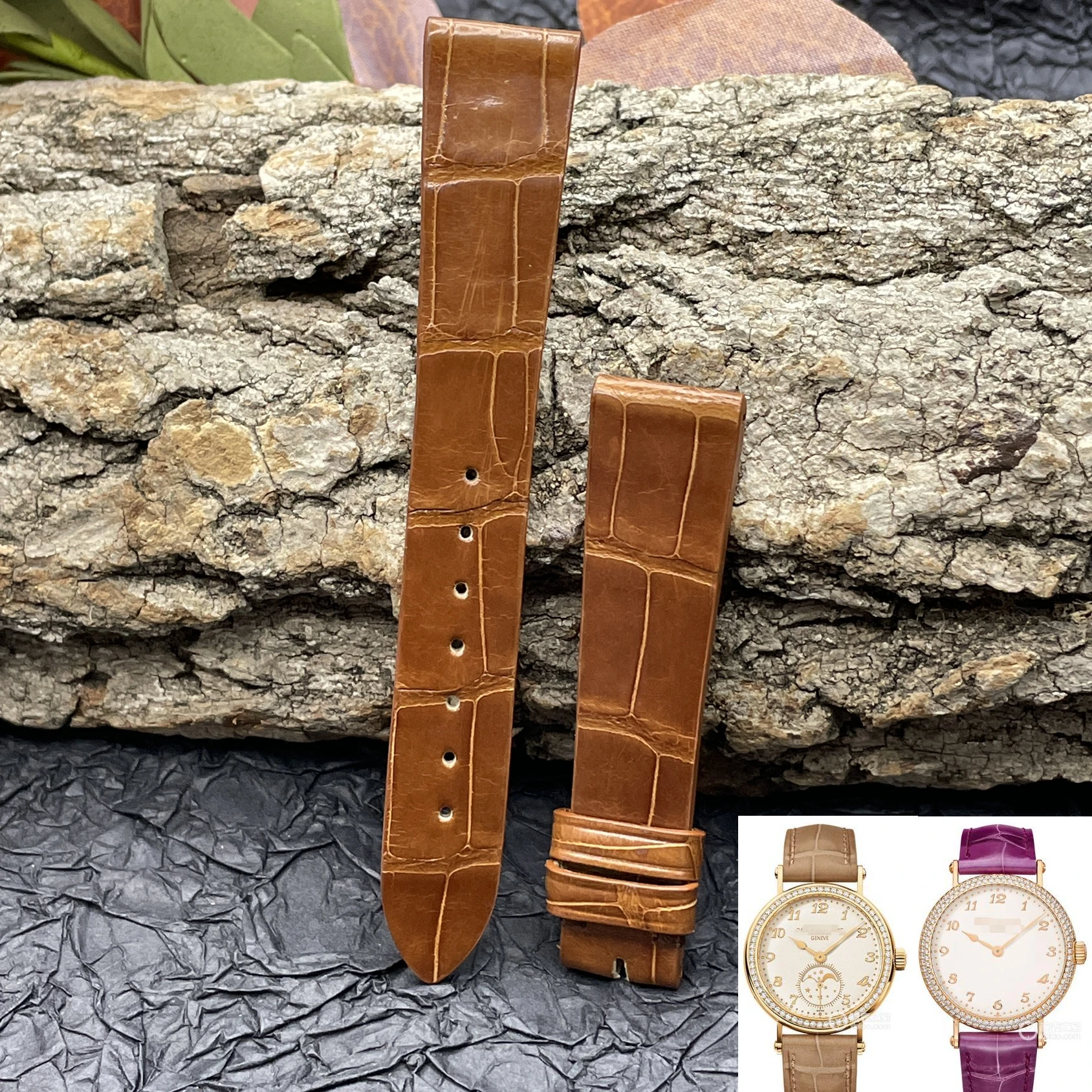 Adatto Per Patek Philip Classic Watch Series 7200R Watch Cinturino In Pelle Di Coccodrillo 17Mm