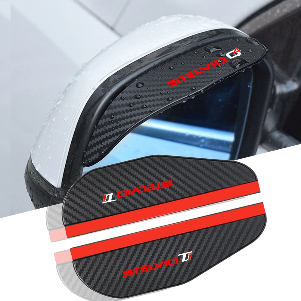 For Alfa Romeo Stelvio Ti Q4 Sport Quadrifoglio 2Pcs Car Rearview Mirror Carbon Fiber Rain Car Accessories