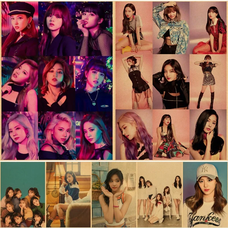 Carta Kraft Due Volte Poster Sana Tzuyu Mina Momo Chaeyoung Collection Poster Home Room Decor Wall Stickers Bar Art Painting