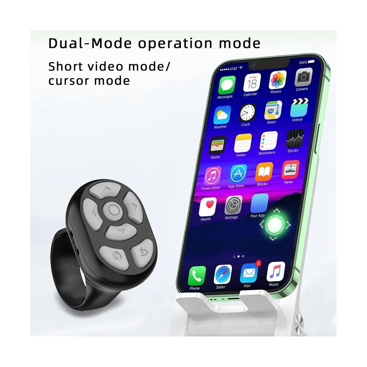 Per Tiktok Ring Bluetooth Remote Control Fingertip Automatic Page Turner Navigazione Selfie Video Controller Per Iphone(A)