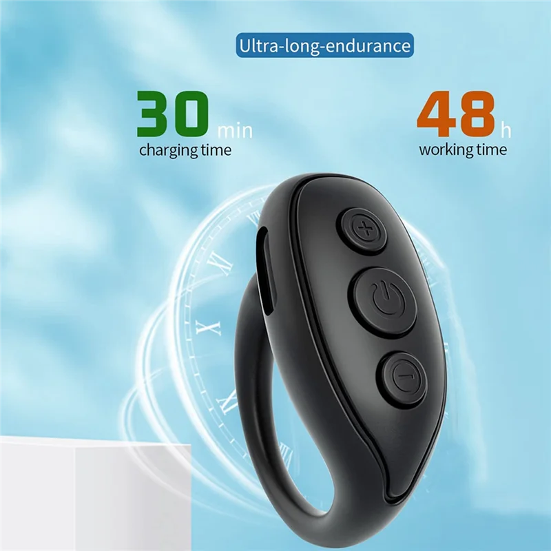 Bluetooth Remote Control Page Turner, Cellulare Fotocamera Shutter Selfie Remote, Smart Ring Remote Per Iphone Ipad -Black