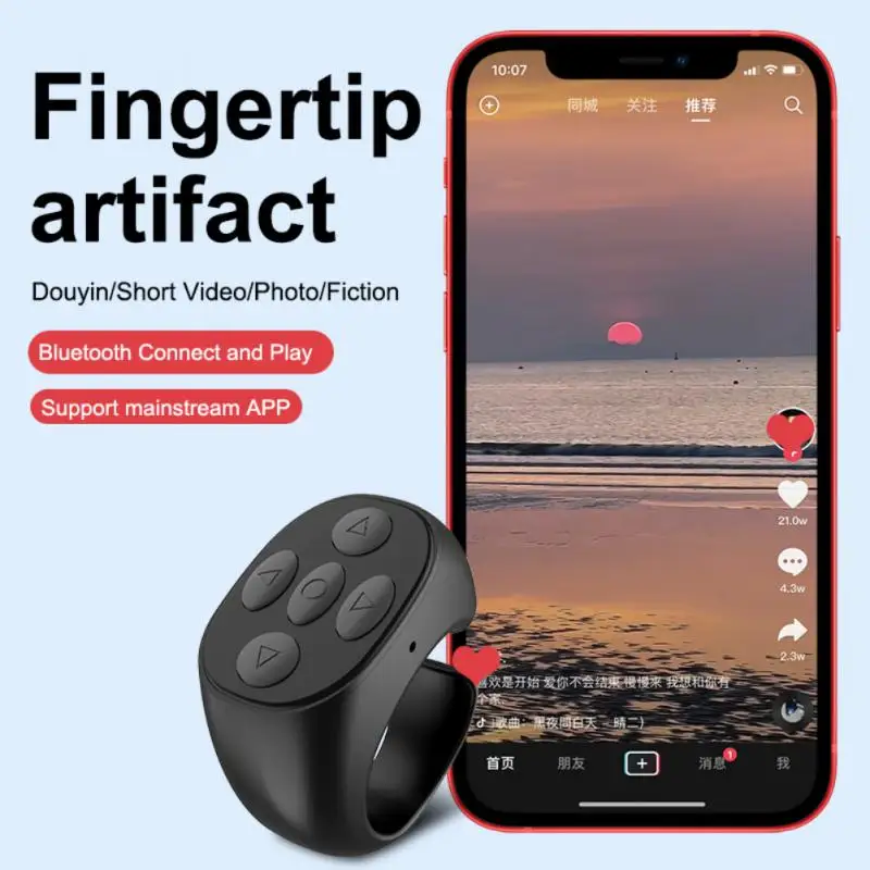 Anello Da Dito Indossabile Bluetooth 5.3 Telecomando Tiktok Smart Wireless Remote Controller Per Iphone Xiaomi Android Mobile Phone