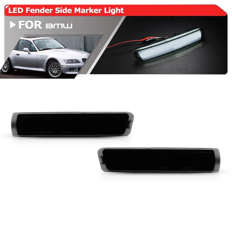 Luci Di Ingombro Laterali Flare Parafango Led Bianco Affumicato Stile Euro Per Bmw Z3 M Roadster / M Coupe 1997-2002 Convertibile 2D 1997-2002