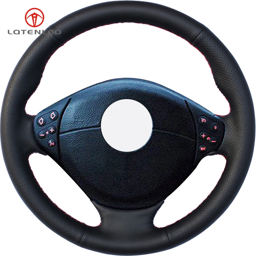 Lqtenleo Nero Cuoio Genuino Fai Da Te Steering Wheel Cover Per Bmw E39 E46 E53 5 Serie 1999-2003 Serie 3 1999-2005X5 2000-2006