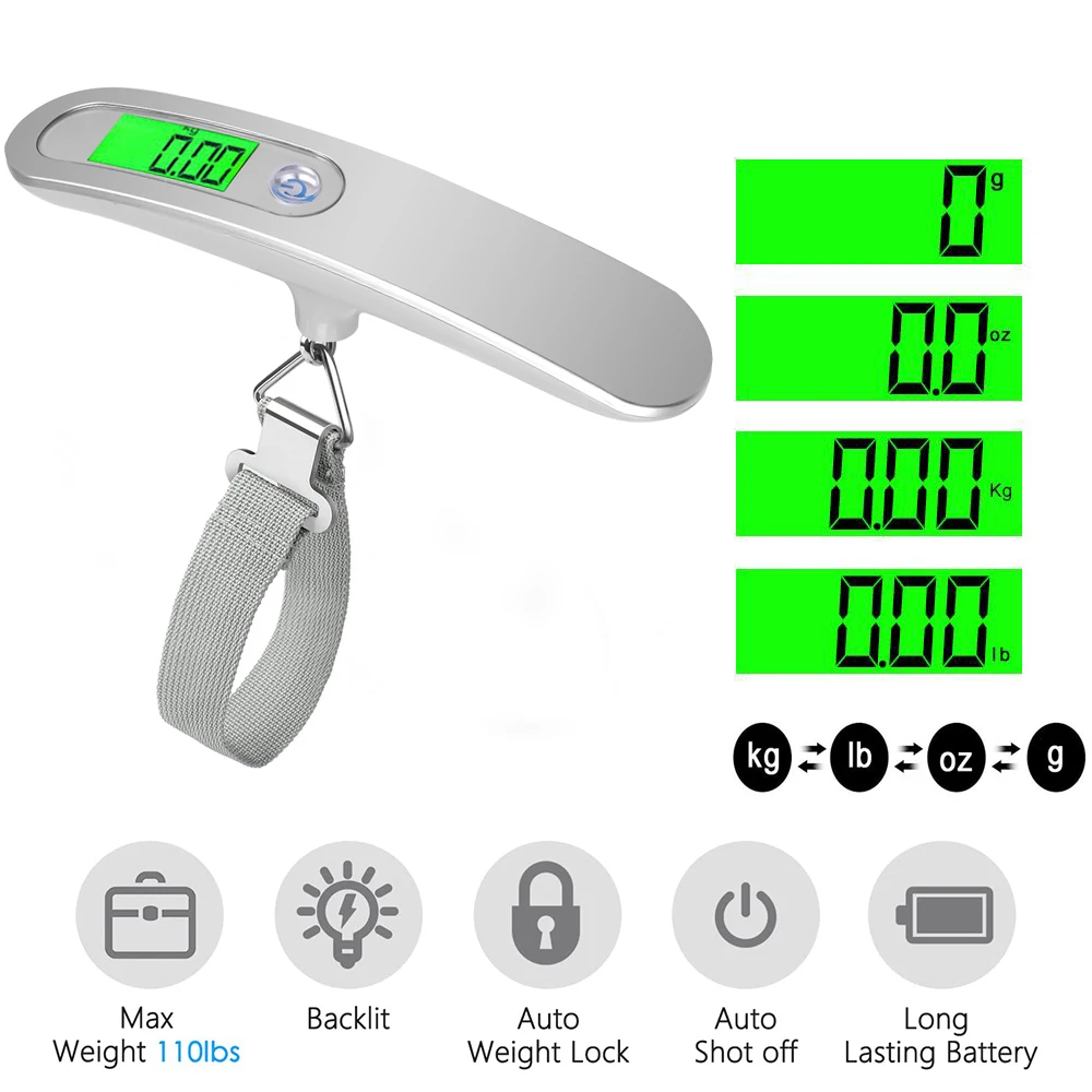 Scale Electronic Backlight Scale Spring Balance Luggage Scale Bilancia Elettronica Retroilluminata Bilancia A Molla Bilancia Per Bagagli Steelyard Val