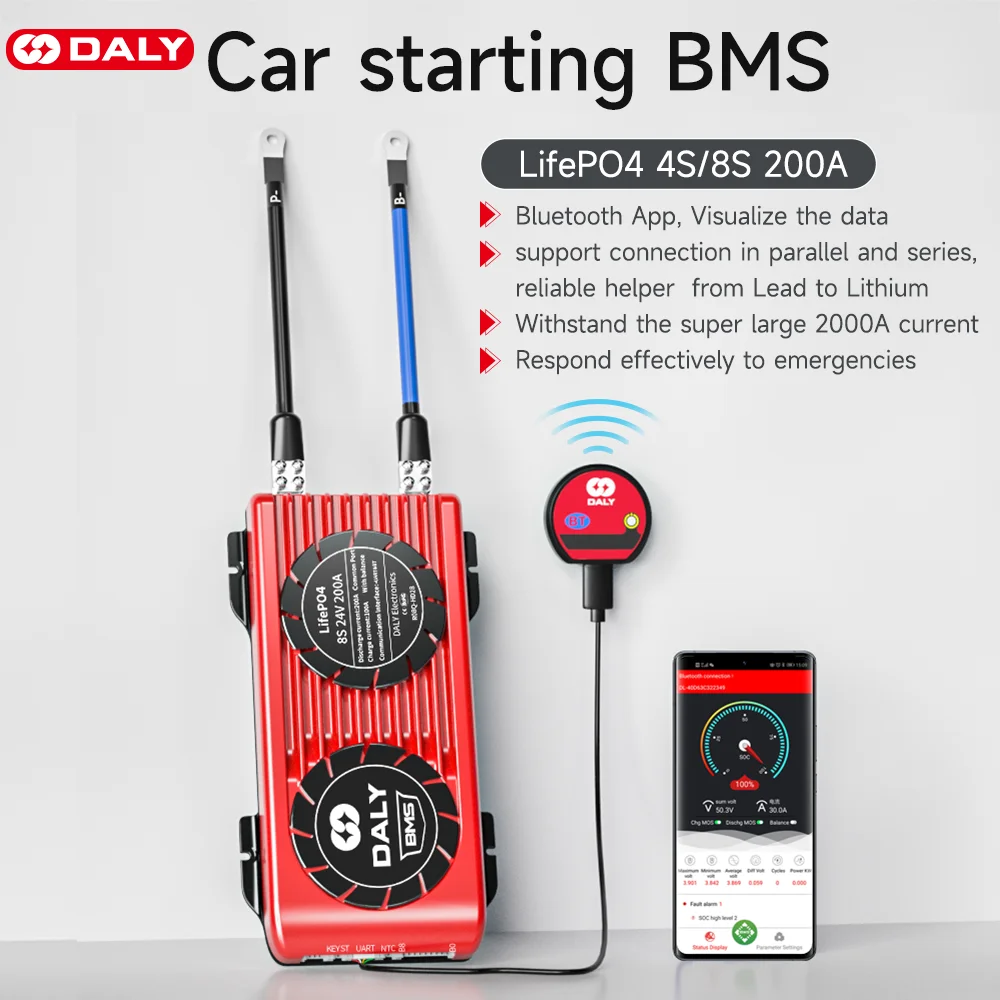 Daly Smart Lifepo4 Bms 4S 12V 8S 24V 200A Avviamento Auto Bms