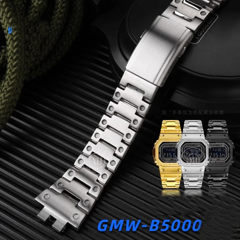 Accessori Per Orologi Per Casio G-Shock 35Th Anniversary Small Square Muslimsteel Watch Con Bracciale A Catena In Acciaio Inossidabile