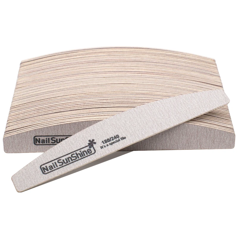 50 Pcs Di Legno Nail File 180/240 Grigio Carta Vetrata Gel Lucidatura Curve Nail Buffer Di Blocco Lime Un Ongle Professionel Nail Accessori