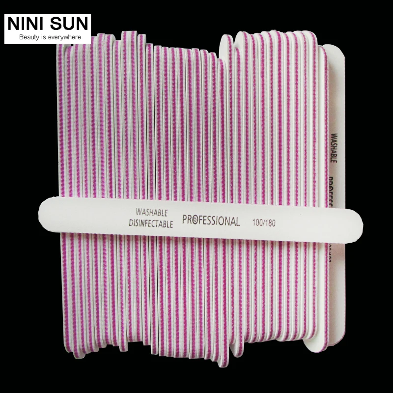 50 Pz Lima Per Unghie In Acrilico Bianco 100/180 Nail Art Buffer Sanding Nails File Salon Glitter Carta Vetrata Emery Board Lime A Ongle Tools