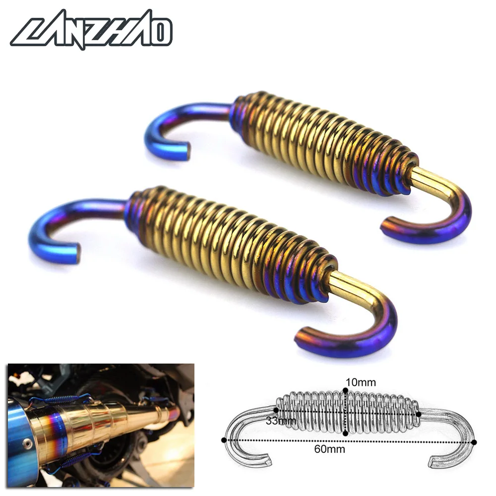 2 Pz 60Mm Moto Scarico Tubi Centrali Molle In Acciaio Inox Colorato Bluing Oro Per Akrapovic Arrow Yoshimura Sc Project